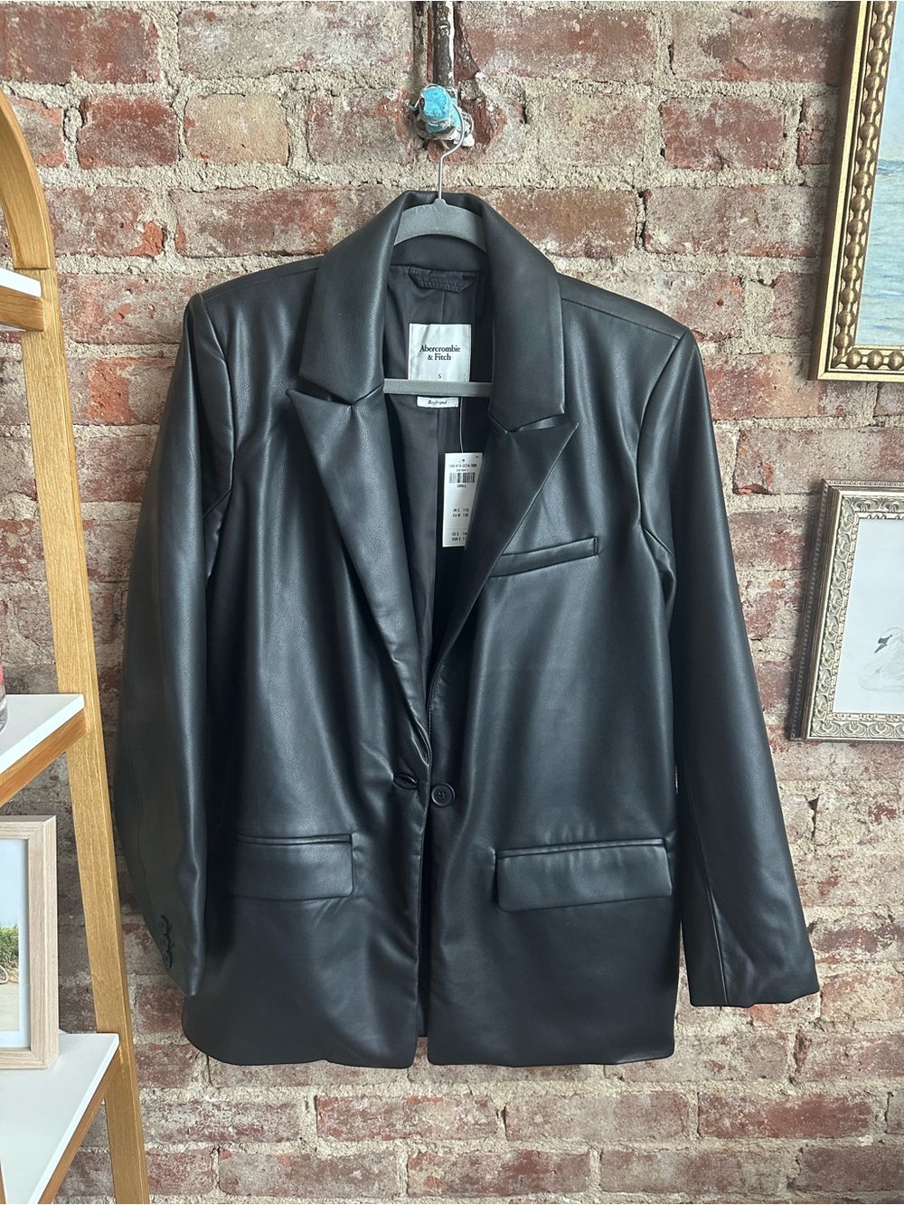 Abercrombie & Fitch Black Faux Leather Blazer Jacket